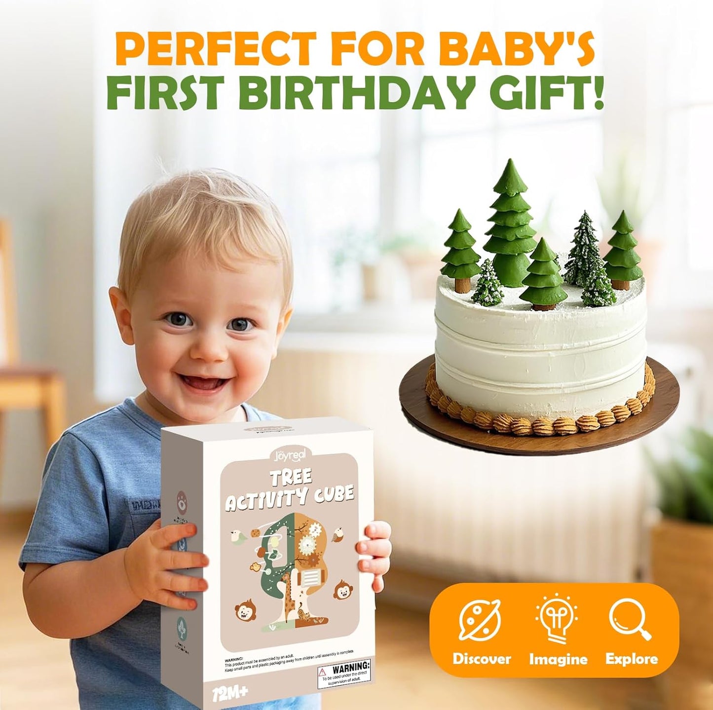 Joyreal Wooden Activity Cube - 11-in-1 Montessori Toys for 1+ Year Old Boys & Girls, Early Developmental Learning Toys for Toddlers and Kids, Ideal 1st Birthday Gift Toys for Baby(Animal Theme)