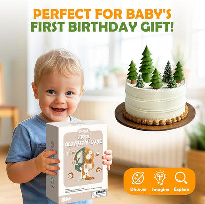 Joyreal Wooden Activity Cube - 11-in-1 Montessori Toys for 1+ Year Old Boys & Girls, Early Developmental Learning Toys for Toddlers and Kids, Ideal 1st Birthday Gift Toys for Baby(Animal Theme)
