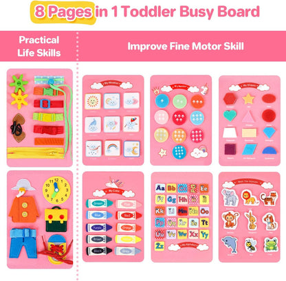 SYHLN Toddler Montessori Busy Board Toys for Little Girl Gifts: Educational Preschool Learning Travel Toys, Busy Book Learning Sensory Toys for Toddler Girls, Girls Unicorn Christmas Birthday Gifts