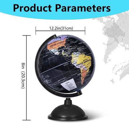 KISEER 8 Inch World Globe with Stand Rotating Earth Spinning Globe for Kids Geography Classroom Education or Decorations (Blue)
