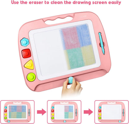 SGILE Toddler Toys for Kids, Large Magnetic Drawing Board for Birthday Gift, Toys for 1 2 3 4 Year Old Girls Boys, Etch & Sketch Pad with 4 Stamps, Learning and Educational, 16 ×13 in, Blue