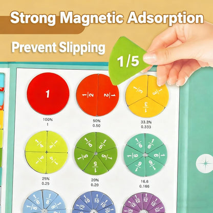 Magnetic Fraction Playbook, 103 PCS Magnetic Fraction Tiles Fraction Magnets for Elementary School Math Learning Toys for Kids Fraction manipulatives Magnetic Fraction Demonstration Book