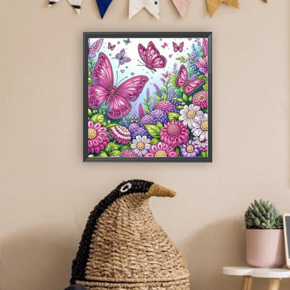 POETRYDRAW Pink Butterfly Special Shaped 5D DIY Partial Drill Diamond Art Painting Kit 30x30cm (Butterfly-1)