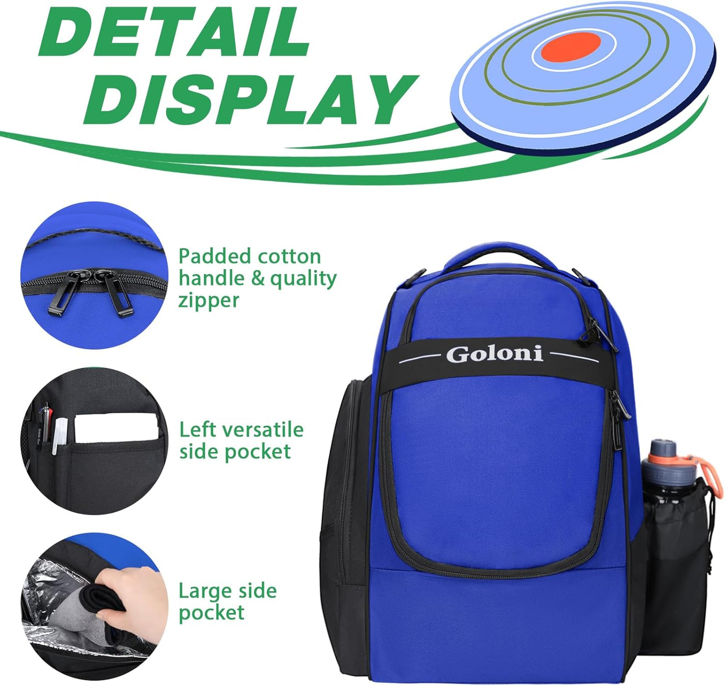 Disc Golf Bag Holds 23+ Discs,Durable Disc Golf Backpack with cooler compartment,Large Capacity Frisbee Bags