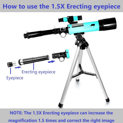 Refractor Telescope with Finder Scope for Kids & Astronomy Beginners, Travel Telescope with 3 Eyepieces Magnification 18X – 135X