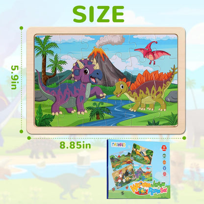 Wooden Puzzles Toys for Kids Ages 3-5, Set of 4 Packs with 20-Piece Farm, Animals Theme Wood Jigsaw Puzzles, Preschool Educational Brain Teaser Toys for Boys and Girls 3-6 Years Old.