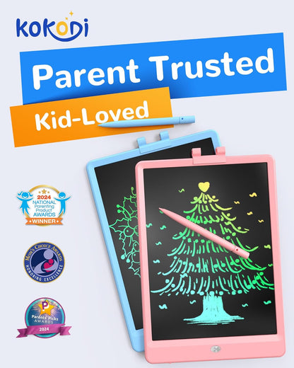 KOKODI LCD Writing Tablet, 12 Inch Colorful Toddler Doodle Board Drawing Tablet, Erasable Reusable Electronic Drawing Pads, Educational and Learning Toy for 3-6 Years Old Boy and Girls(Blue)