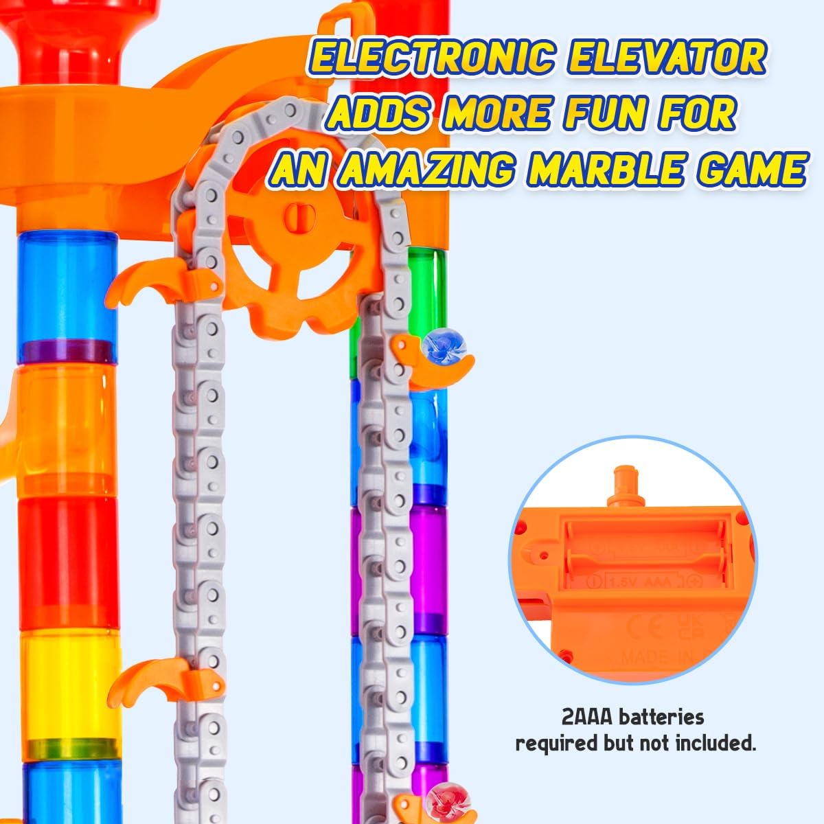 Meland Marble Run - 132Pcs Marble Maze Game Building Toy for Kid, Marble Track Race Set & STEM Learning Toys for Boy Girl Age 3 4 5 6 7 8 9+ (102 Translucent Marbulous Pcs & 30 Glass Marbles)