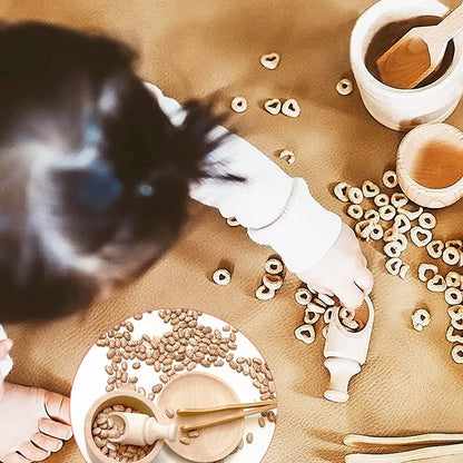 Montessori Sensory Bin Tools: 1 Wooden Box + 11 Sensory Tools for Toddlers & Preschool Children - Fine Motor Learning Pretend Play