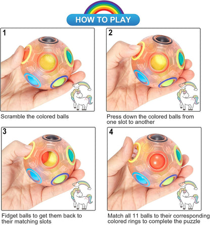 Vdealen Magic Rainbow Puzzle Ball, Fidget Ball Puzzle Brain Teaser Fidget Toy for Boys & Girls- Birthday Party Easter Valentines Christmas Stocking Stuffers for Kids Teen & Adults(Off White)