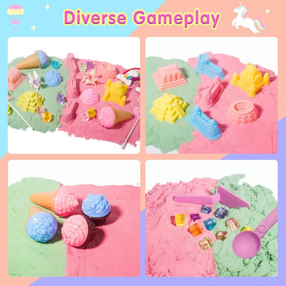 Aliex Farm Sensory Bin, Farm Sensory Kits Toy with 2.2lbs Play Sand, 31pcs Animals Trucks Creativity Magic Sand Box with Lid, Christmas Birthday Gift for Boys Kids Toddlers Ages 3 4 5 6 7 8
