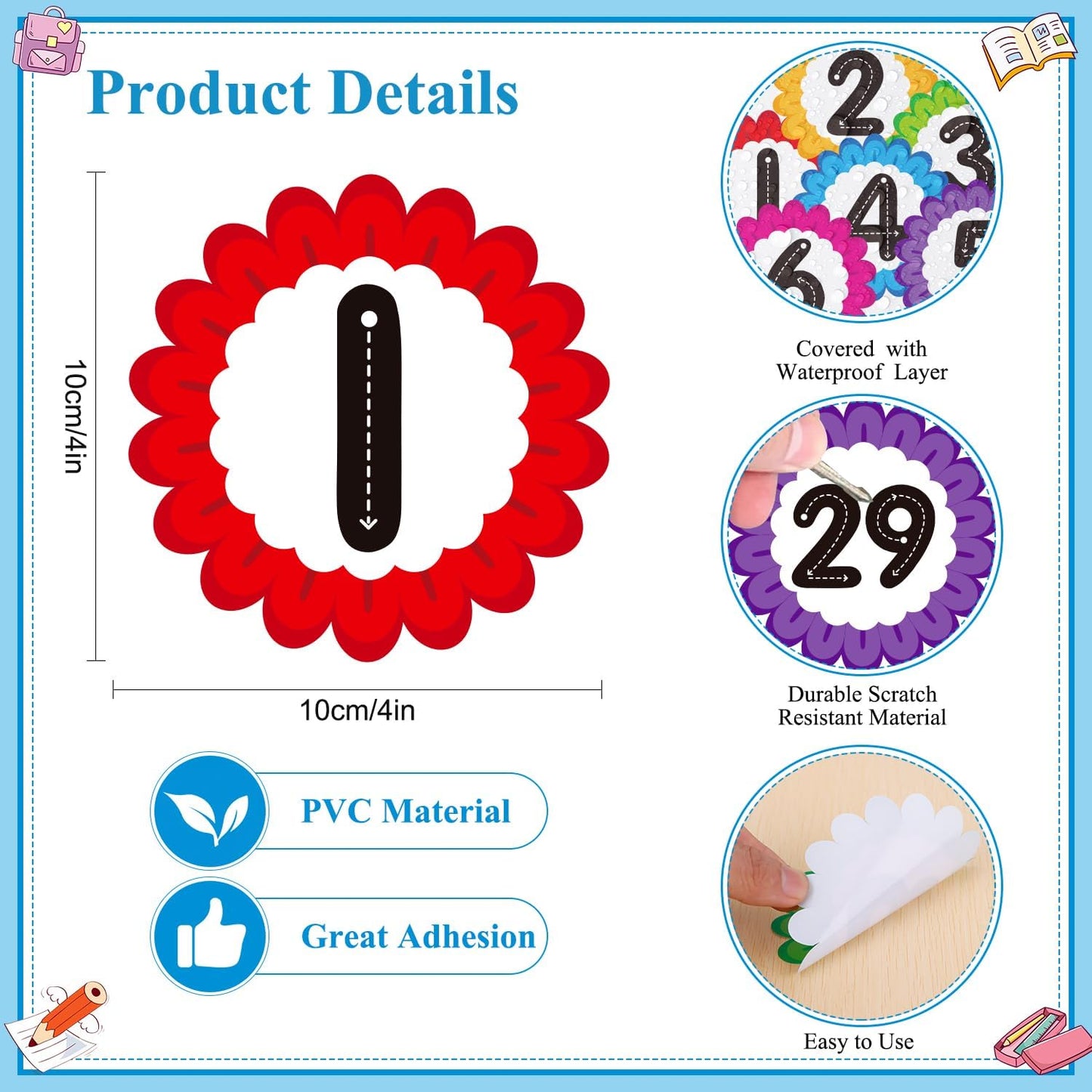 WhatSign Line up Spots for Classroom Floor - 36Pcs Floor Numbers for Classroom Lining up Number Stickers for Back to School Kindergarten Preschool Elementary Supplies