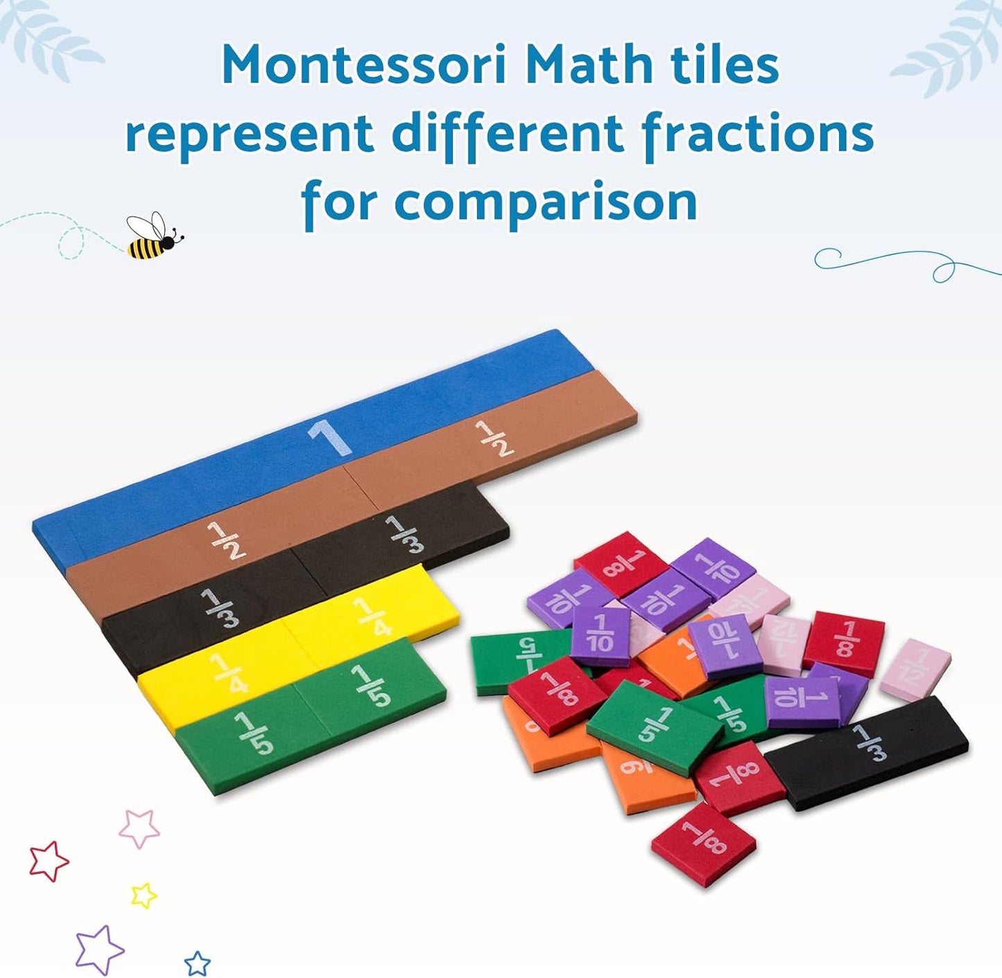 Montessori Math Magnetic Tiles Classroom Essentials Foam Tiles for Kids to Learn Fraction Equivalence and Math manipulatives Great Learning Resources for The Homeschool Curriculum