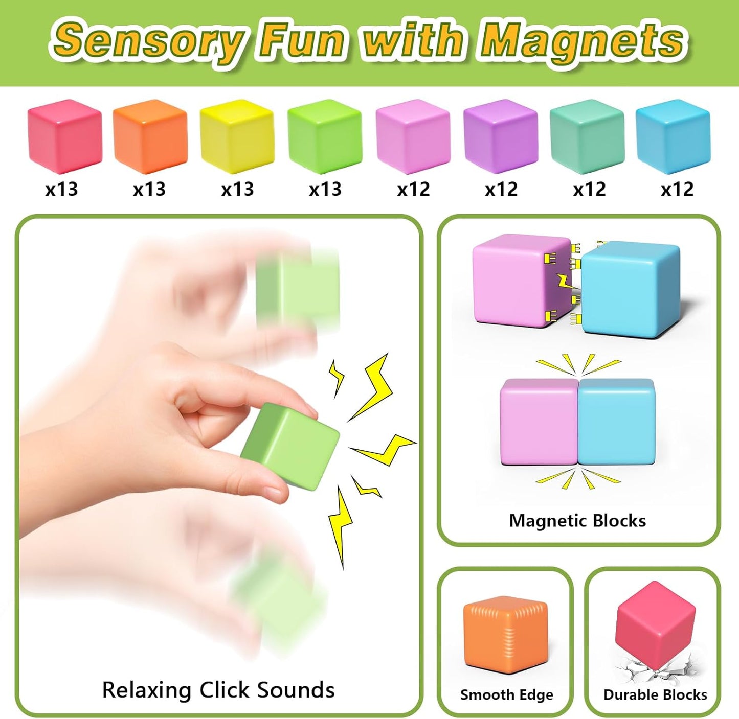 Apluses 45PCS Magnetic Blocks - Transparent Magnet Cubes, Toddler Building Blocks, Sensory Autism Gifts for Kids Ages 3+, Preschool Travel Toys for 3-5 Year Old Boys and Girls