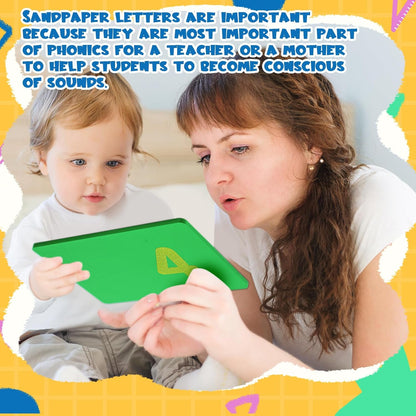 Henoyso 3 Sets Sandpaper Letters with Boxes Lower and Capital Case Sandpaper Sensory Tactile Letters Alphabet for Learning Education Easter Gift (Letter,Number,Bright)