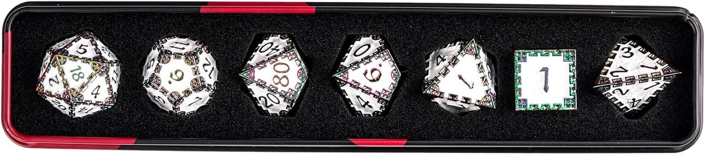 UDIXI Steampunk Metal Dice Set, 7 Die Polyhedral DND Dice Set for D&D Role Playing Game and Math Teaching (Ancient Copper)