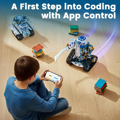 STEM RC Robot Building Kit - 3 in 1 APP & Remote Control Robotics for Kids Ages 8-12, DIY Educational Toy Programming & Science Project Kit, Birthday Gifts for Boys Girls