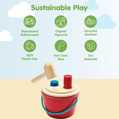 PlanToys® Geo Sorting Bucket | Wooden Shape Matching Toy for Toddlers 12M+ | Montessori Educational Sorting Toy with 3D Blocks | Develops Shape Recognition, Problem-Solving & Fine Motor Skills