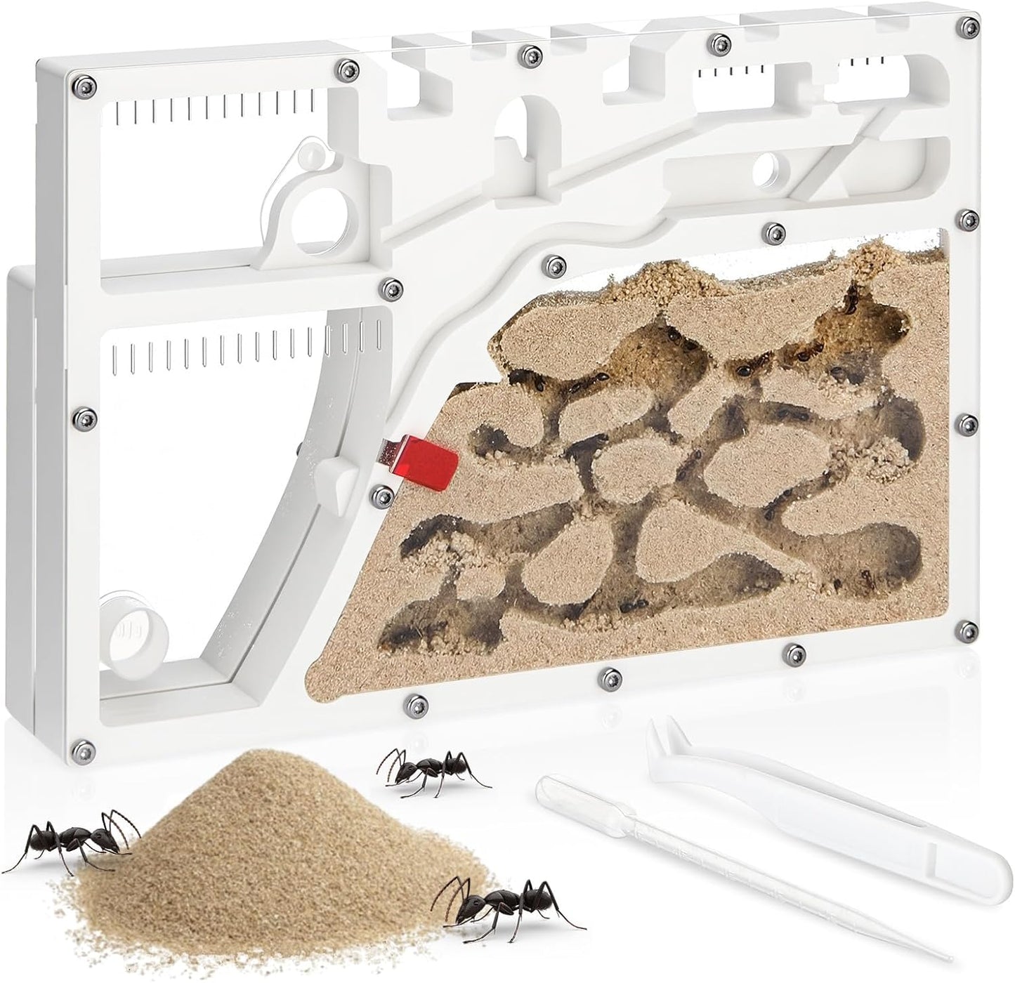 Yellow Sand Ant Castle Ant Habitat Kit, 8.7inch Decorative Sand Terrarium with Dropper Tweezers, No Ants or Food Included