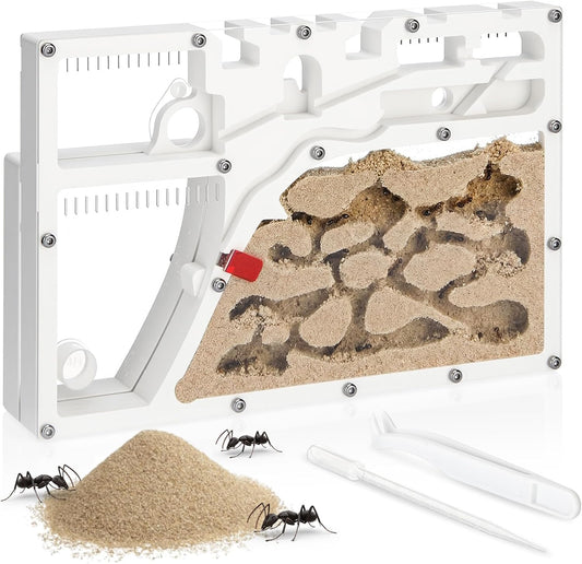 Yellow Sand Ant Castle Ant Habitat Kit, 8.7inch Decorative Sand Terrarium with Dropper Tweezers, No Ants or Food Included