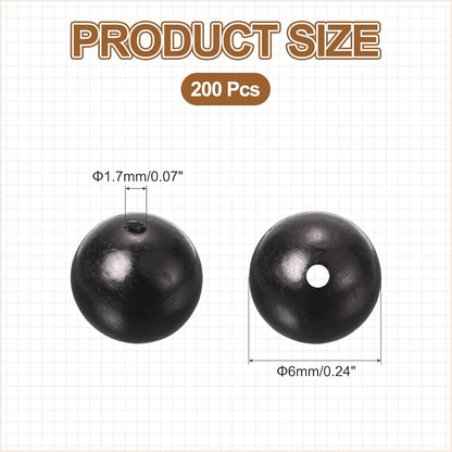 HARFINGTON 200pcs Round Wooden Beads, 10mm Dia Small Wood Beads for DIY Crafts, Bracelet, Wristlet, Necklace, Jewelry Making, Khaki Brown&Black