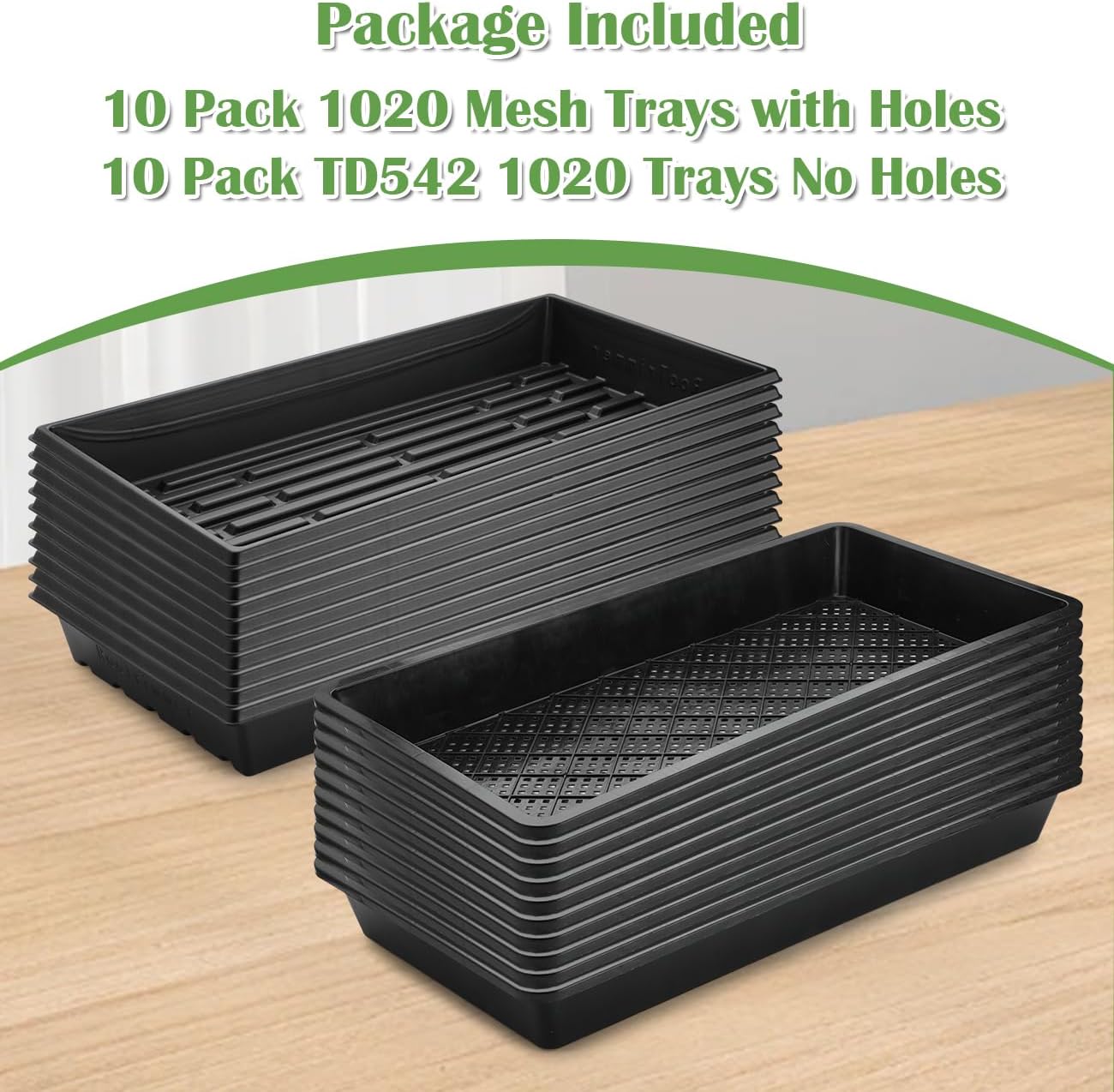 RooTrimmer 10 Pack 1020 Mesh Trays, Extra Strength 1020 Mesh Bottom Trays with Holes, 20'' x 10'', Heavy Duty Propagation Flats for Microgreens, Seed Starting, Soil Blocks, Hydroponics & Wheatgrass