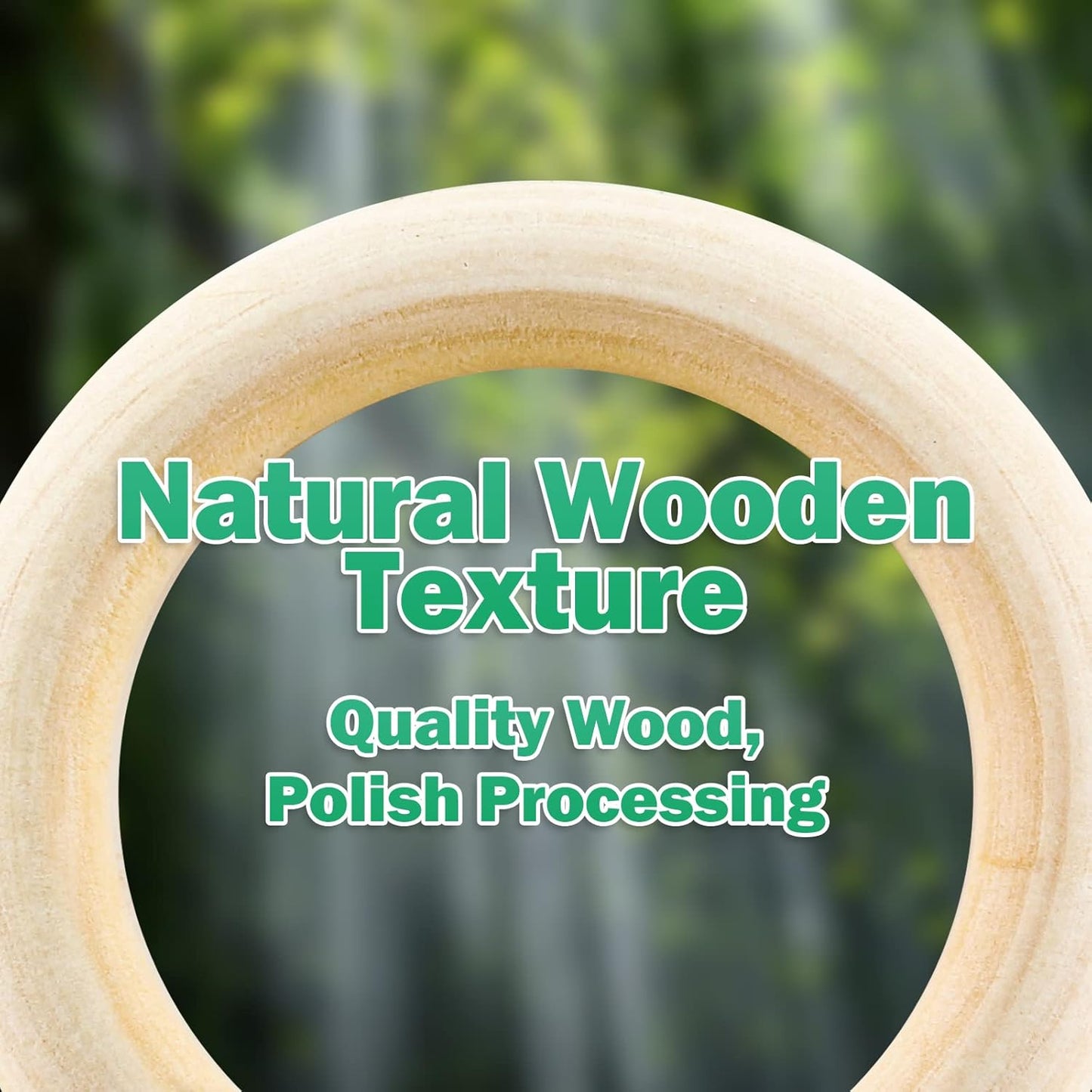 100pcs 5 Sizes Natural Wood Rings, Unfinished Solid Wooden Hoops, Smooth Wooden Rings for Craft, Jewelry Making, DIY Pendant Connectors (Assorted Sizes)