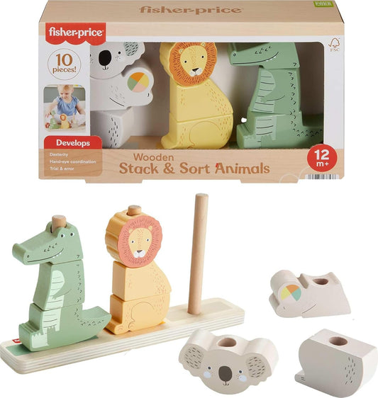 Fisher-Price Wood Toddler Toy Veggie Stacker, Tiny Garden Wooden Sorting & Stacking Activity for Preschool Kids Ages 18+ Months (Amazon Exclusive)