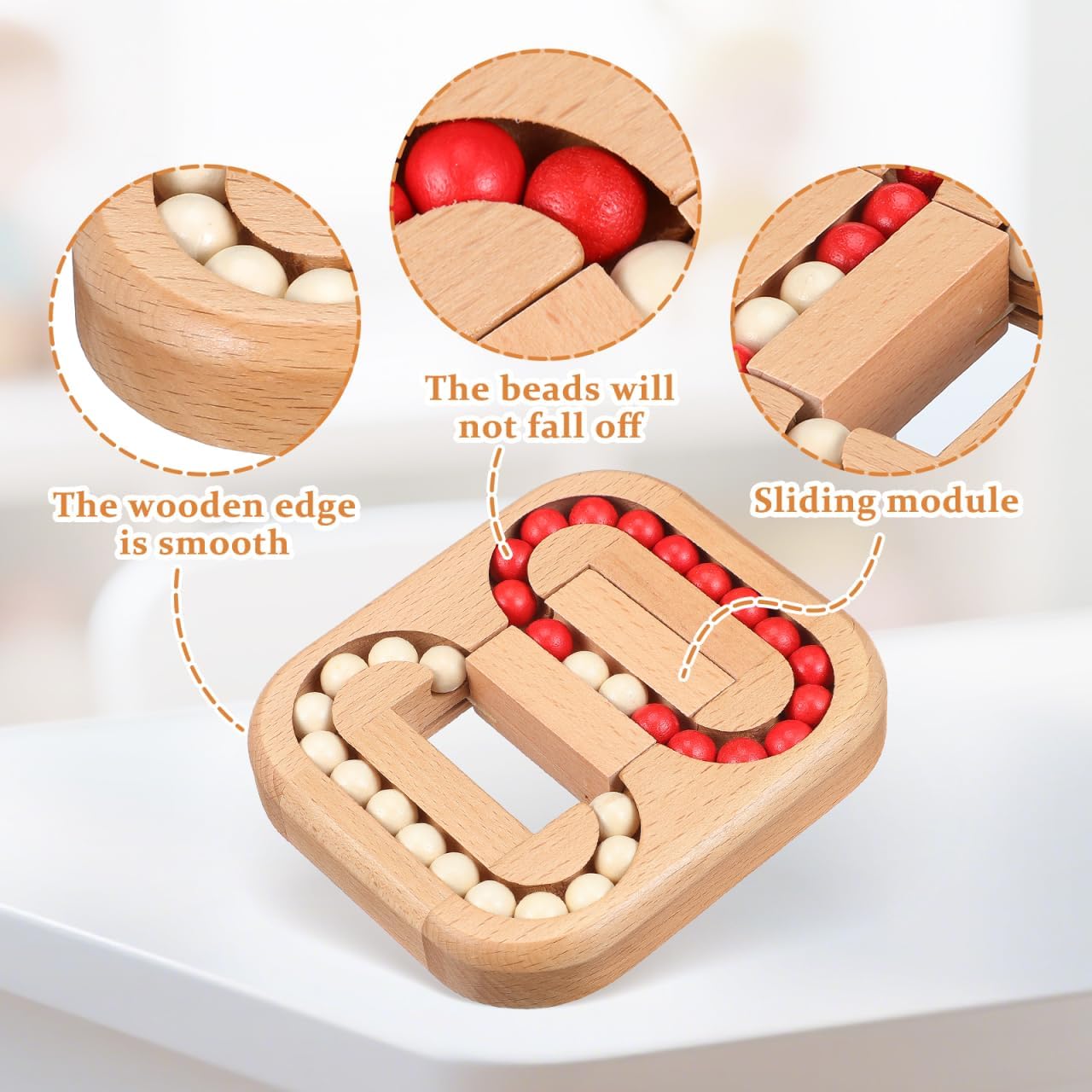 Toyvian Wooden Spinning Cube Toys to Relieve Stress Anxiety, Funny Rotating Bean Brain Teaser, Kids Puzzles Interactive Toy for Kids Adults