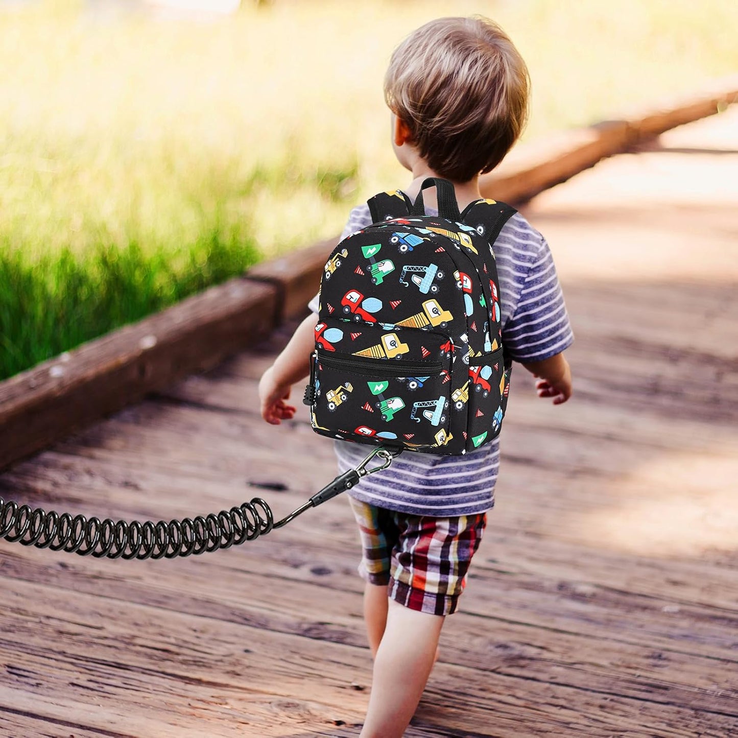 Accmor Toddler Backpack Leash, Mini Child Backpack with Anti Lost Wrist Link, Cute Kids Backpack Leash Walking Harness for Outdoor Travel, Small Excavator Backpack Tether for Baby Boys Girls Ages 1-3