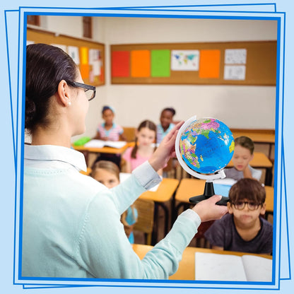 Henoyso 24 Pcs Mini World Globes Bulk for Kids Learning 3.4 Inches Rotating World Map Small Earth Globes with Stand for Classroom Table Decor Desk Centerpieces Decorative Geography Education, Blue