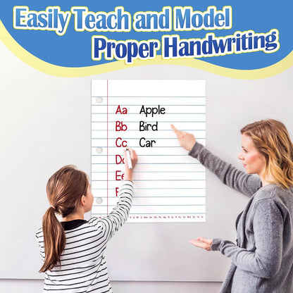 Aizweb Giant Magnetic Lined Notebook Paper,2 Dry Erase Sheets,Total Area 17" x 21.5",Handwriting Practice for Classroom Whiteboard,Chart Paper Teacher Must Have Homeschool Teaching Supplies
