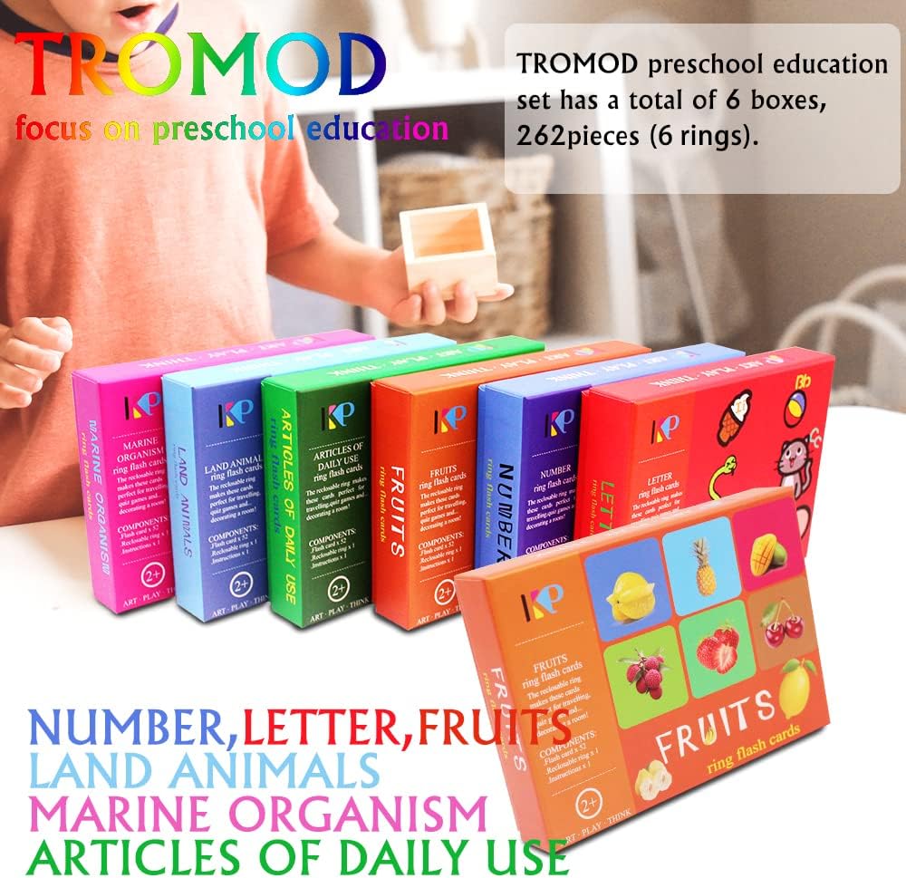 Toddler Number Flash Cards,No.123 Sight Words with Pictures Preschool Kids Flash Cards 28 Pcs with Ring(Number)