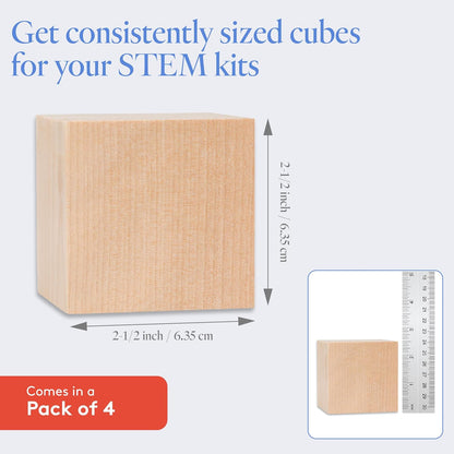 DIY Wooden Cubes 3-inch, Pack of 10 Large Wooden Blocks, Unfinished Wood Blocks for Crafts, STEM, Dice, and Building Blocks for Stacking, by Woodpeckers