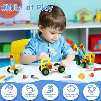 MindPal 45 Pcs Kids Tool Set, Toddler Tool Set with Tool Box, STEM Construction Preschool Educational Toys for Age 3 4 5 6 7 Boys Girls, Wooden Tool Kits Toys, Christmas Birthday Present for Kids