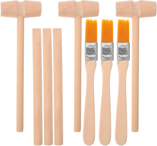 Vaguelly Dinosaur Digging Tools Toy Set with Wooden Hammer Chisel Brush - Educational Stem Excavation Kit for Kids Ages 4-12 Creative Learning Science Accessories