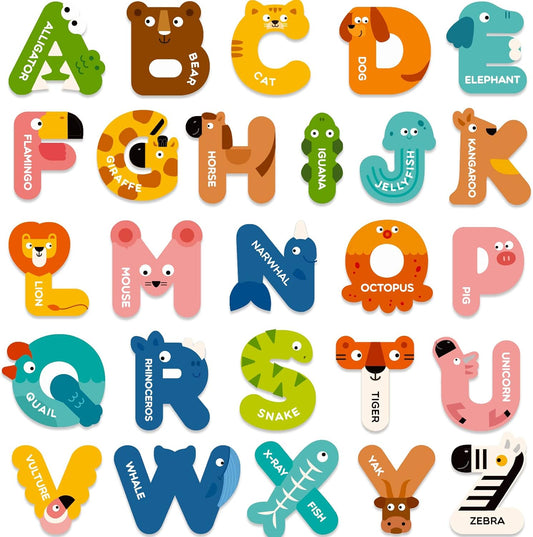 Mideer Large Magnetic Letters for Toddlers 1-3, 26 PCS Cute Animal Alphabet Magnets Fridge Toy Set - Colorful Uppercase ABC Learning Magnets, Educational Preschool Spelling Toys for Kids 3-5 Years