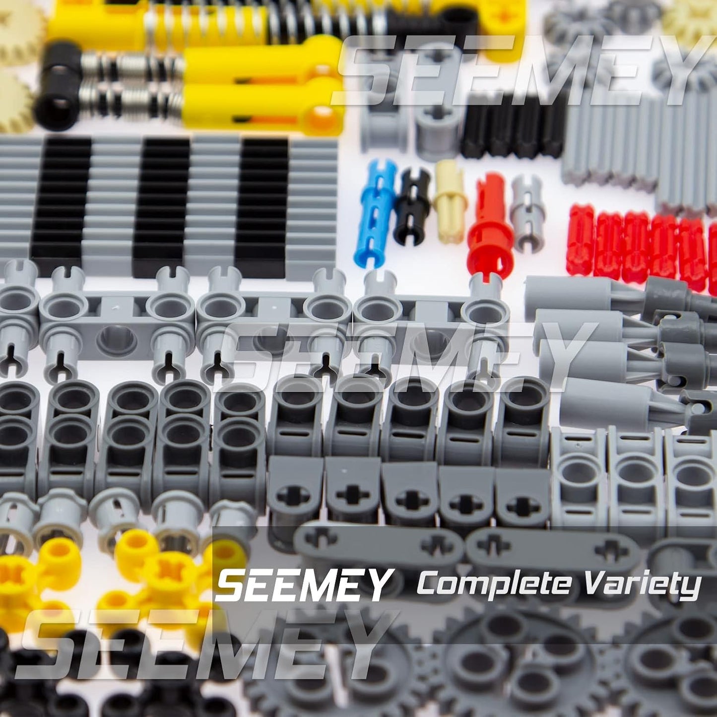 SEEMEY 855Pcs MOC Spare STEM Parts, Cars Gears Axles Wheels Connectors Building Block Accessories Pieces Sets, Chain Link Pins Connector Joints Bricks, Shock Absorber