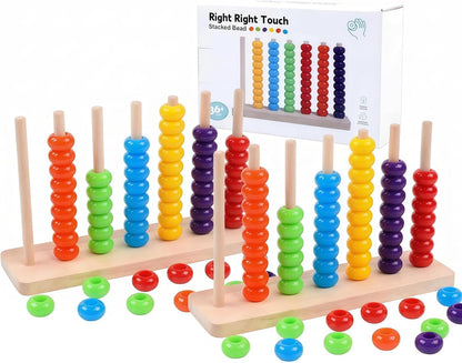 Color Matching Stacking Puzzle Game for Kids & Adults – Fast-Paced Pattern Challenge Ring Stack Brain Teaser – 2 Player Competitive Tabletop Game Night Set with Racks, 60 Rings