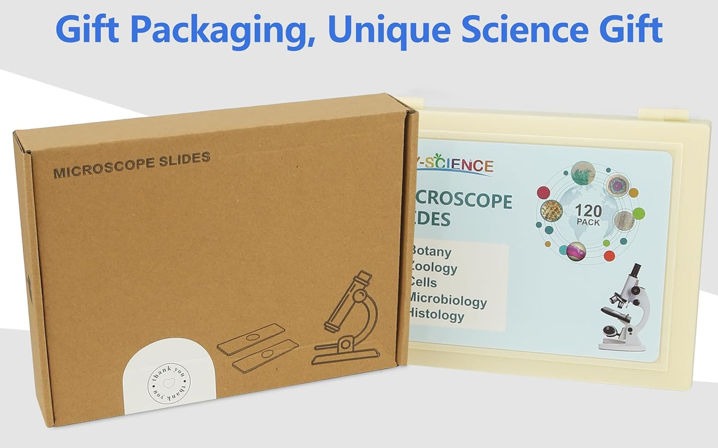 Microscope Slides with Specimens for Kids, 30 Lab-Grade Prepared Microscope Slides, Animal Plant Microbe Cells, STEM Biology Kit for Kids Ages 6-8 Homeschool, Classroom Labs & Science Education