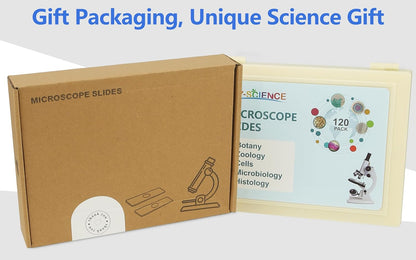 Microscope Slides with Specimens for Kids, 30 Lab-Grade Prepared Microscope Slides, Animal Plant Microbe Cells, STEM Biology Kit for Kids Ages 6-8 Homeschool, Classroom Labs & Science Education