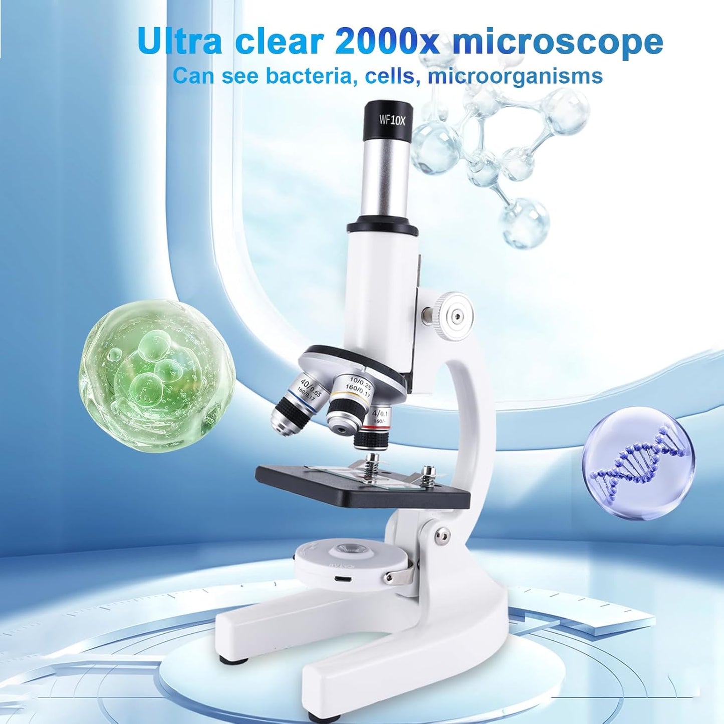 Microscope for Kids & Adults,40X-2000X Magnification Microscope for Kids 8-12, with LED Fill Light & Phone Holder, Great for School Labs and Home Schooling