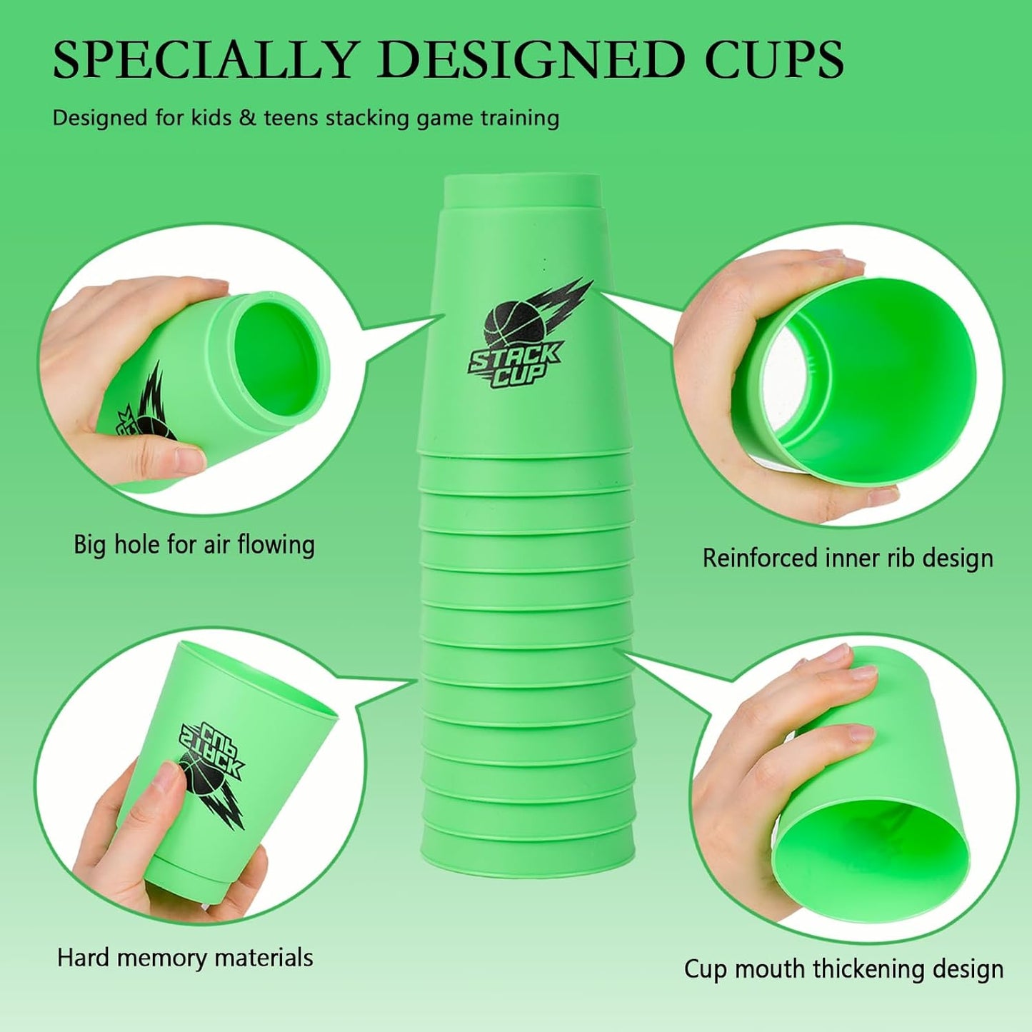 SEISSO Quick Stacking Cups, Stacking Cup Set Classic Stack Training Game Toys,12PCS Purple Stacking Cup Set for Boys Girls Kids