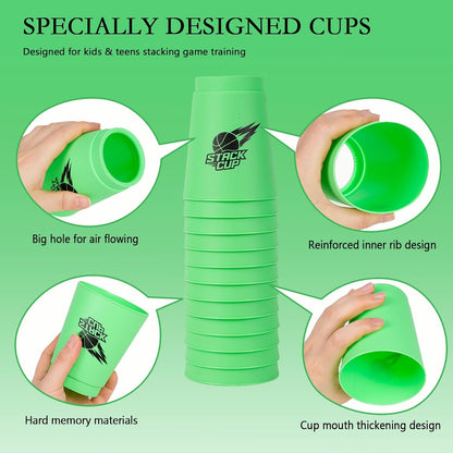 SEISSO Quick Stacking Cups, Stacking Cup Set Classic Stack Training Game Toys,12PCS Purple Stacking Cup Set for Boys Girls Kids