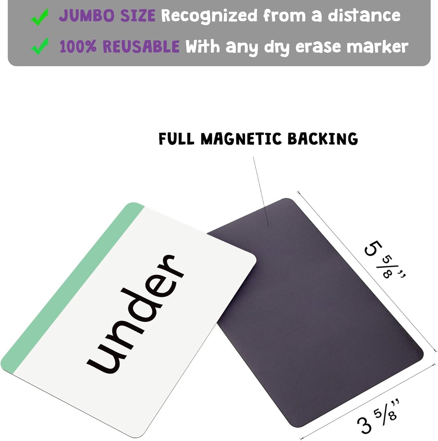 Attractivia 2nd Grade Sight Words Magnetic Flash Cards(Second Grade) - 46 Sturdy Large Dolch Cards for Literacy of Beginning Readers, Homeschool, Teachers and ESL