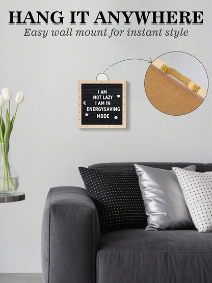 Changeable Felt Letter Board with LED Lights - 10×10" Message Custom Signs & Wood Stand & 450 Letters, Poster Board for Baby/Pregnancy Announcement/Classroom Wall Graduation Decor Gifts, Camel