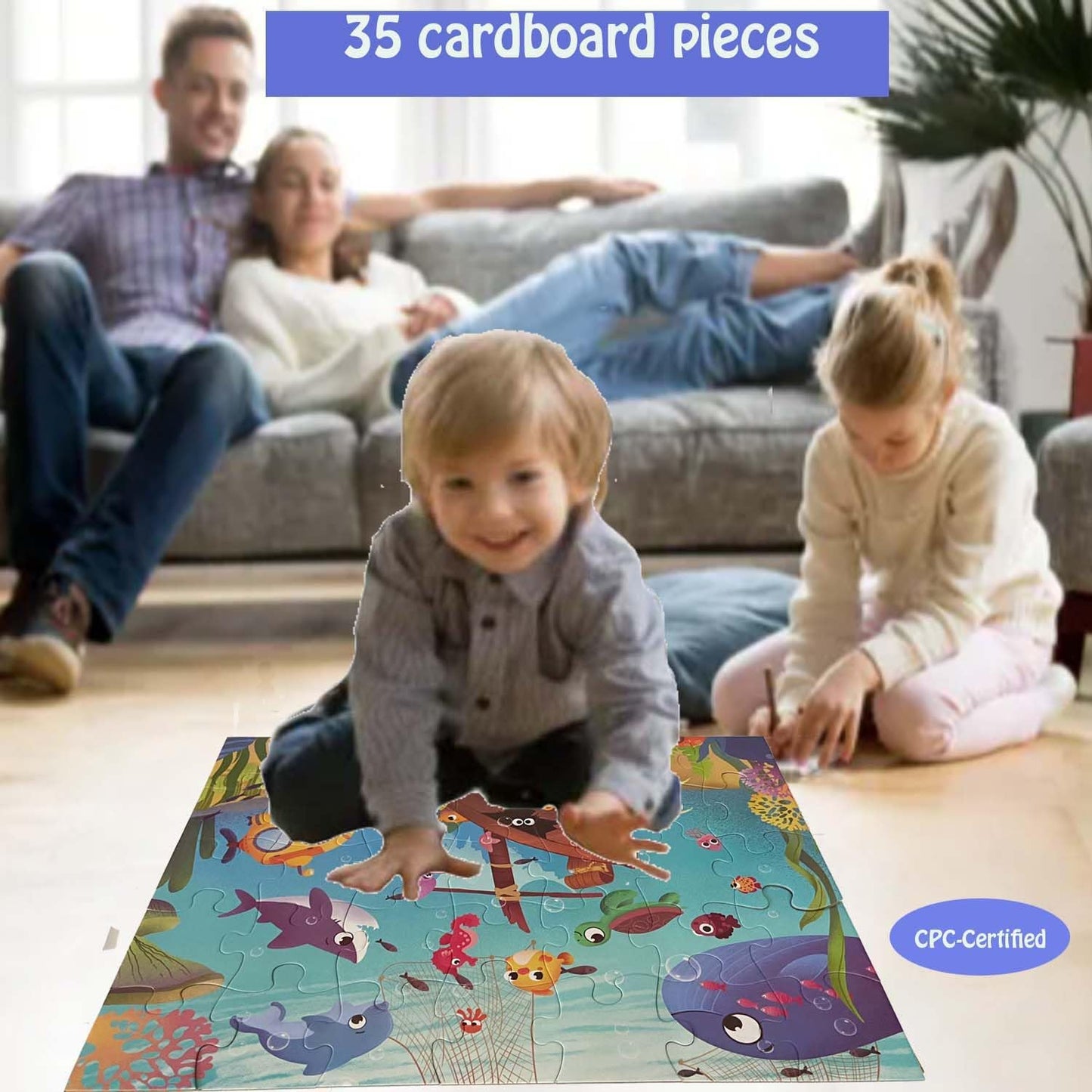 Jumbo Floor Puzzle for Kids, Large Jigsaw Puzzles 35 Piece for Kids Ages 3-5,Preschool Learning & Education Toys, Gifts for 4-8 Year Old Boys and Girls (Grassland Animal)
