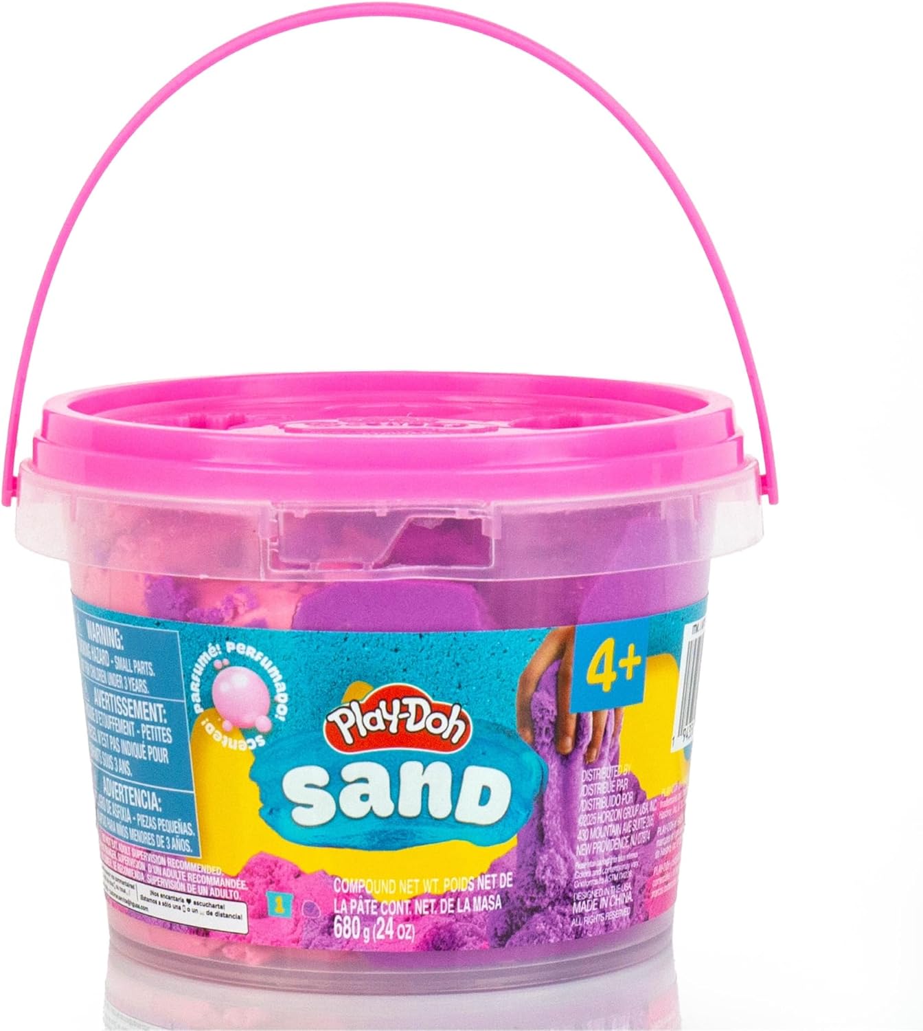Play-Doh Sand Slime Bucket, Teal and Purple, Cotton Candy Scented, 1.5 Pounds of Play Sand in Resealable Bucket with Magical Molds on the Lid, Creativity for Kids Sensory Toys