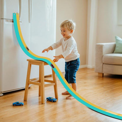 Flex Tracks 15 Ft for Kids Starter Set, Flexible Race Car Ramp Track with Suction Cups Compatible with Diecast 1/64th Cars for Ages 3 & Up (Black & Red)