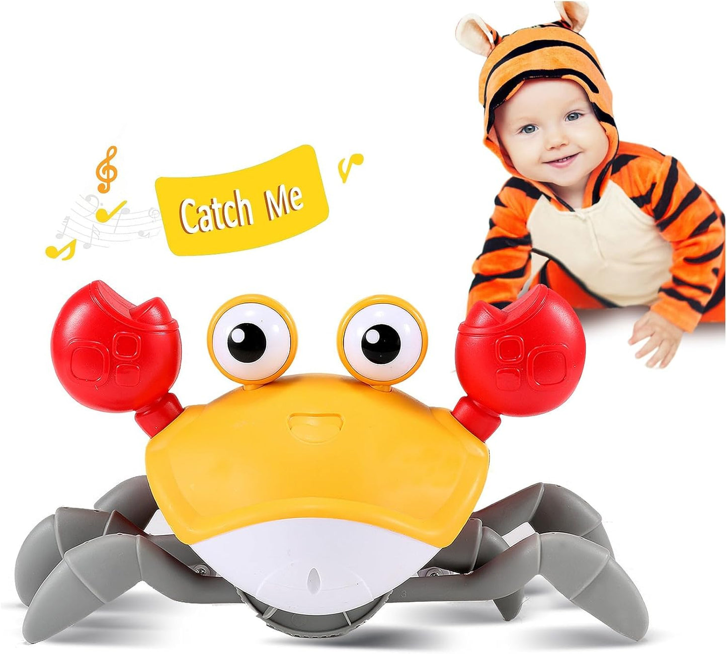Crawling Crab Gear Set Toy - Tummy Time Musical Crab Toys Stacking & Building Blocks Educational STEM Game for Toddlers & Kids 3-5, 1 2 3 Yr Old Birthday Gift Christmas Stuff for 0-36 Month Boys Girls